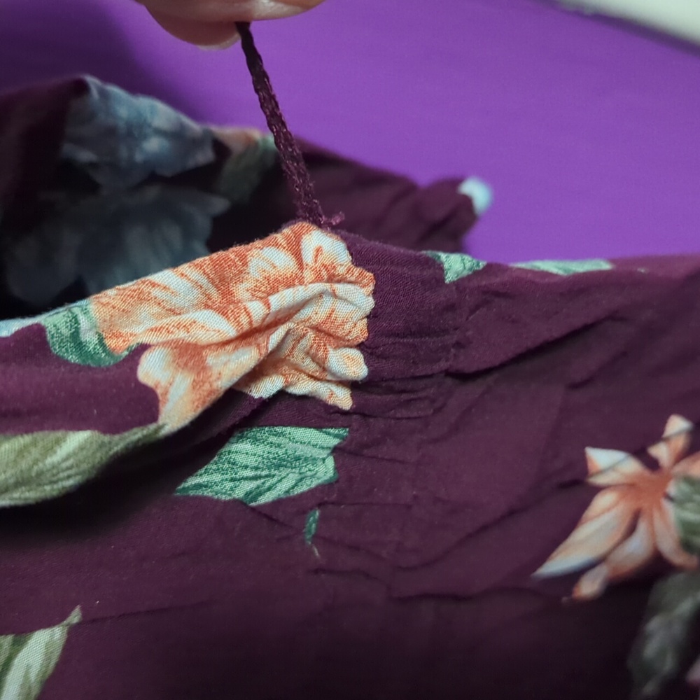 Torrid Purple Floral Stretch Challis Blouse 4X 26 *FLAW MISSING TIE WAIST - Picture 6 of 6